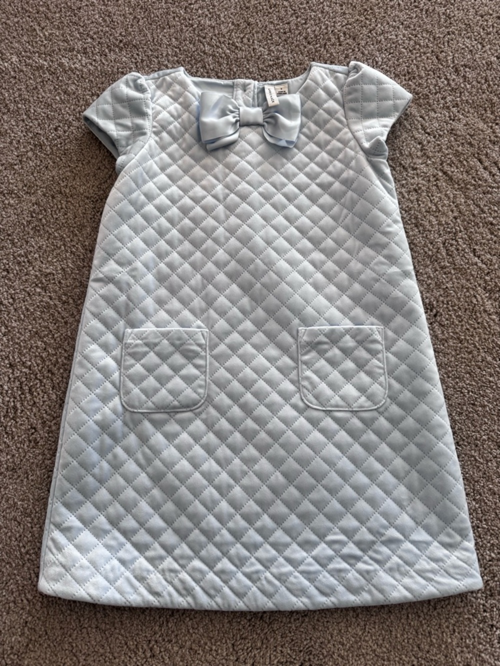 Janie and Jack Quilted Bow Dress, Light Blue, 5